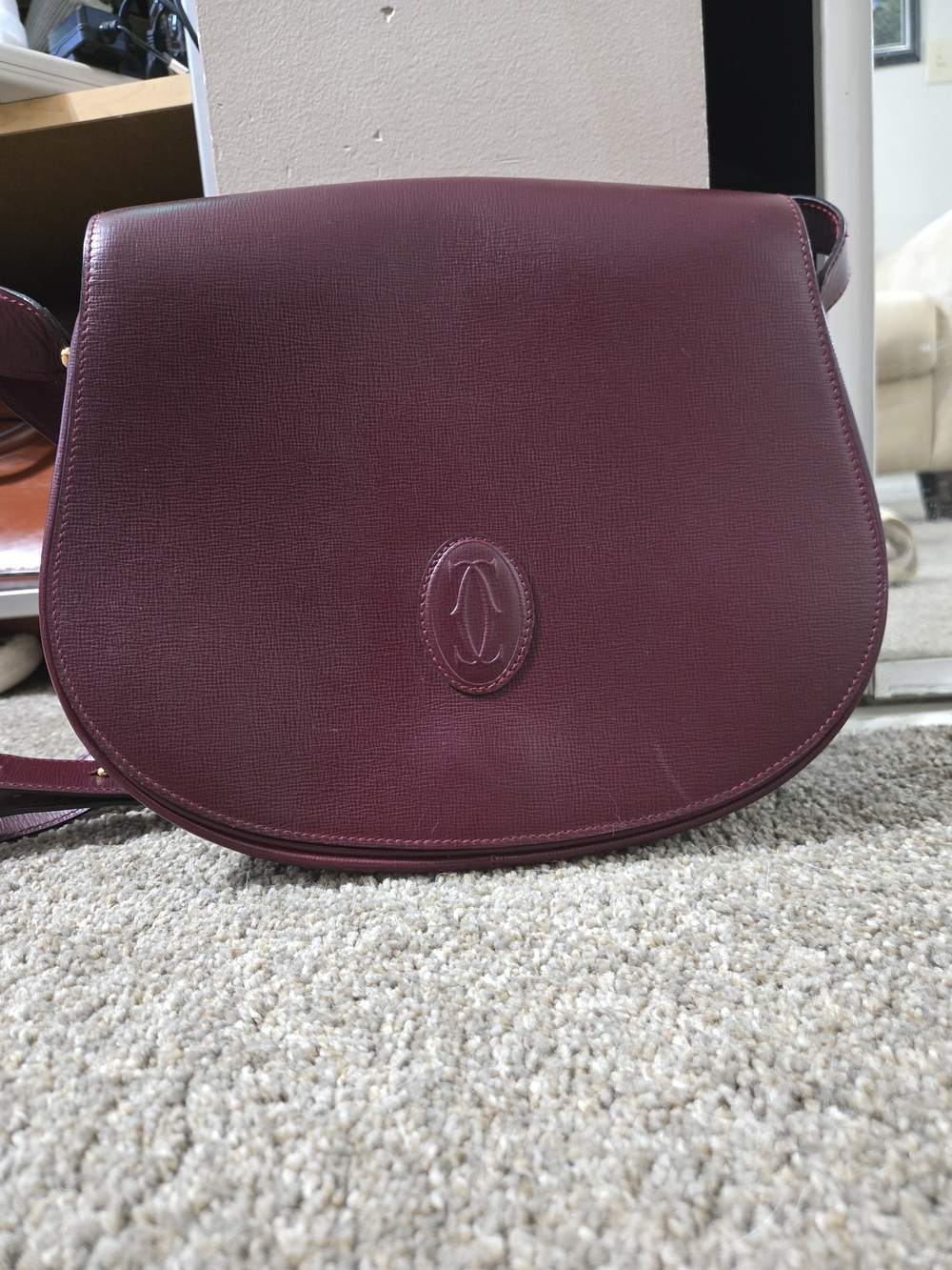 Cartier Burgundy Crossbody Saddle Bag